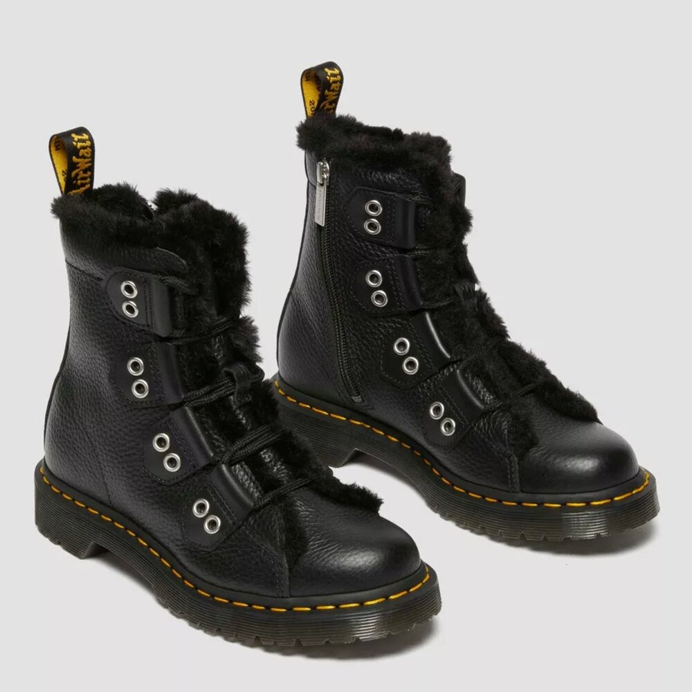 Dr. Martens 1460 Faux Fur Lined Leather Lace Up Boots